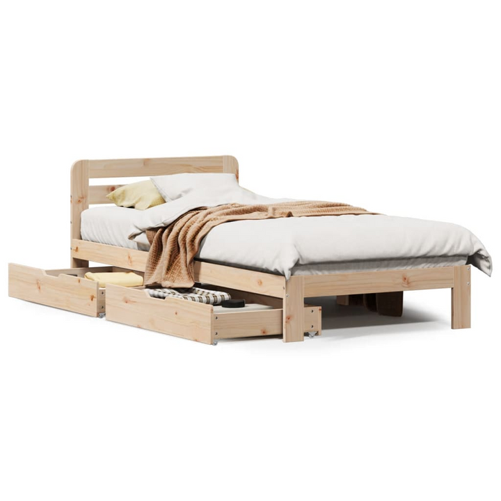 Solid Pine Wood Bed Frame with Storage Drawers (100x200 cm) - Sturdy & Stylish Bed Base - Premium  from Home Treasures - Just £163.99! Shop now at Home Treasures