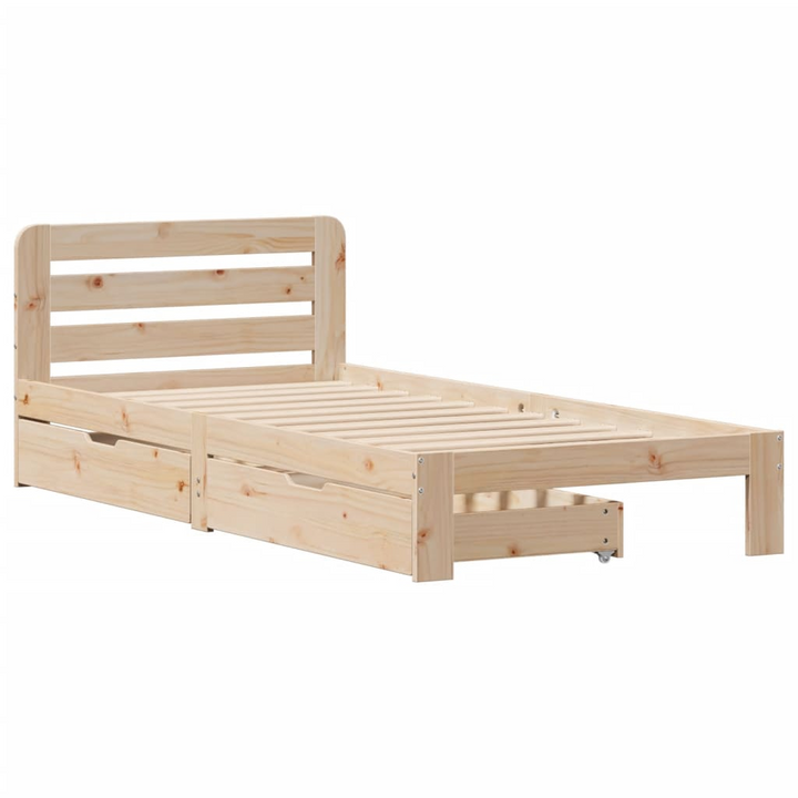 Solid Pine Wood Bed Frame with Storage Drawers (100x200 cm) - Sturdy & Stylish Bed Base - Premium  from Home Treasures - Just £163.99! Shop now at Home Treasures