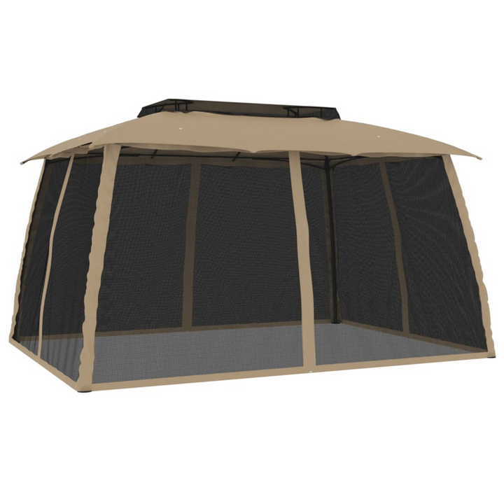 Gazebo with Double Roof & Mesh Walls | Taupe, 3.93x2.93 m | Sturdy Steel Frame | Perfect for Outdoor Activities - Premium  from Home Treasures - Just £282.99! Shop now at Home Treasures