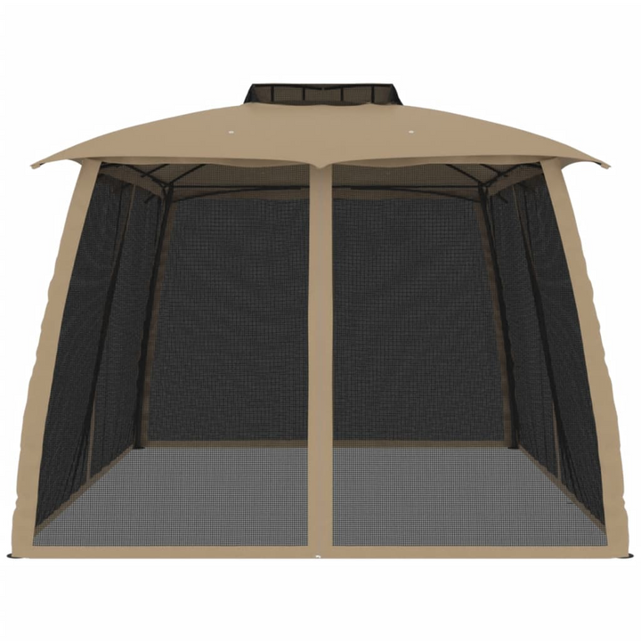 Gazebo with Double Roof & Mesh Walls | Taupe, 3.93x2.93 m | Sturdy Steel Frame | Perfect for Outdoor Activities - Premium  from Home Treasures - Just £282.99! Shop now at Home Treasures