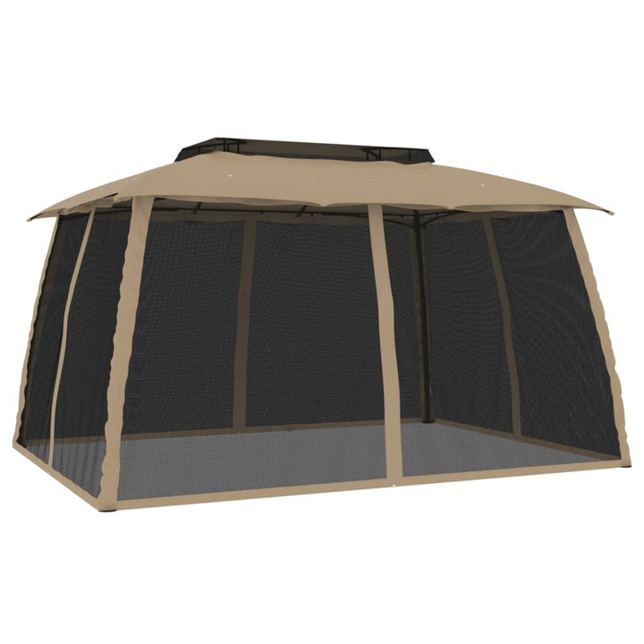 Gazebo with Double Roof & Mesh Walls | Taupe, 3.93x2.93 m | Sturdy Steel Frame | Perfect for Outdoor Activities - Premium  from Home Treasures - Just £282.99! Shop now at Home Treasures