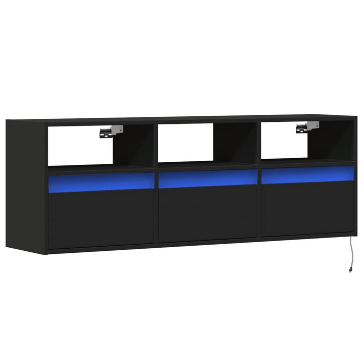 TV Wall Cabinet with Adjustable RGB LED Lights - Black, 130x31x45 cm - Modern Space-Saving Design with Ample Storage - Premium  from Home Treasures - Just £107.99! Shop now at Home Treasures