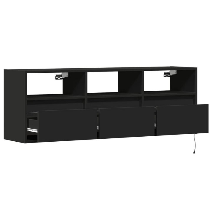 TV Wall Cabinet with Adjustable RGB LED Lights - Black, 130x31x45 cm - Modern Space-Saving Design with Ample Storage - Premium  from Home Treasures - Just £107.99! Shop now at Home Treasures