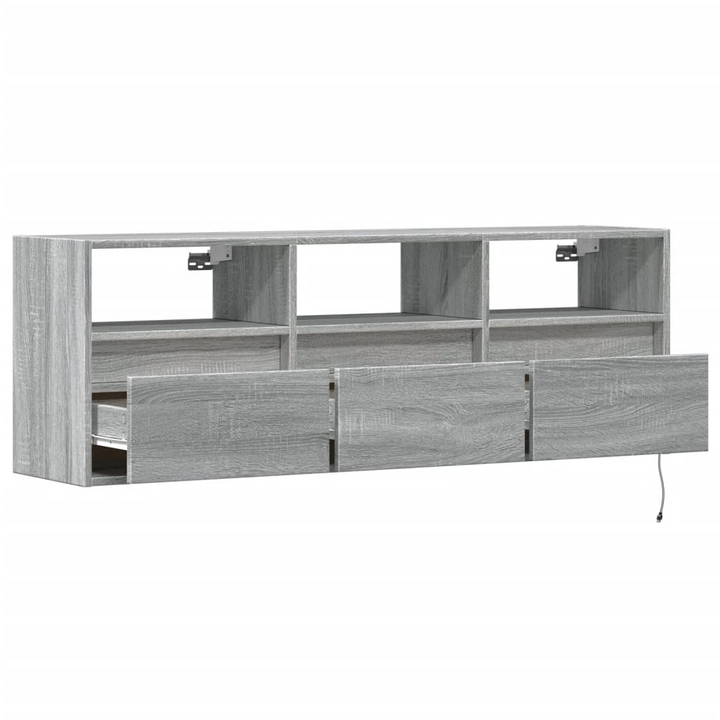 Modern TV Wall Cabinet with Adjustable LED Lights, Grey Sonoma - 130x31x45 cm, Maximized Storage Solution - Premium  from Home Treasures - Just £106.99! Shop now at Home Treasures