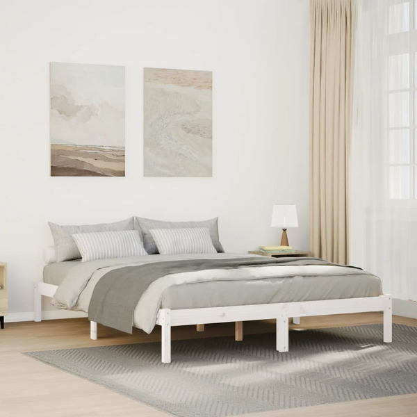 Extra Long White Bed Frame - Solid Pine Wood, 140x220 cm, Durable & Stylish - Premium  from Home Treasures - Just £113.99! Shop now at Home Treasures