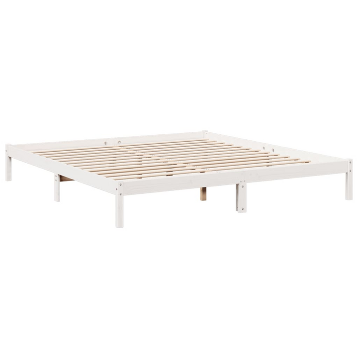 Solid Pine Wood Extra Long Bed Frame - White, 200x210 cm - Classic and Sturdy Bedroom Furniture - Premium  from Home Treasures - Just £122.99! Shop now at Home Treasures