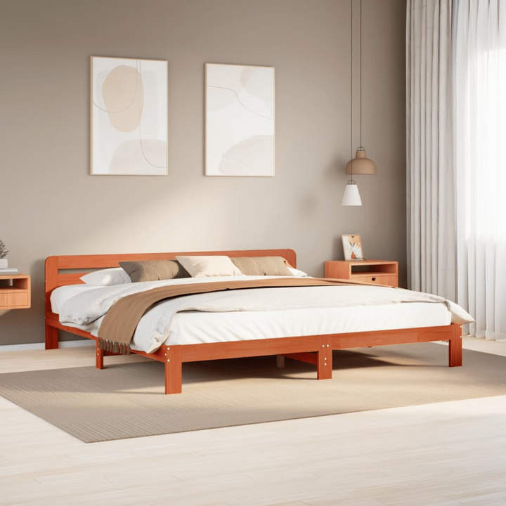 Solid Pine Wood Bed Frame - Wax Brown, 200x200 cm, Durable and Stylish - Premium  from Home Treasures - Just £179.99! Shop now at Home Treasures