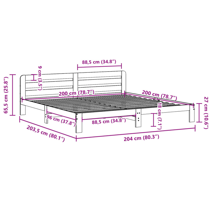 Solid Pine Wood Bed Frame - Wax Brown, 200x200 cm, Durable and Stylish - Premium  from Home Treasures - Just £179.99! Shop now at Home Treasures