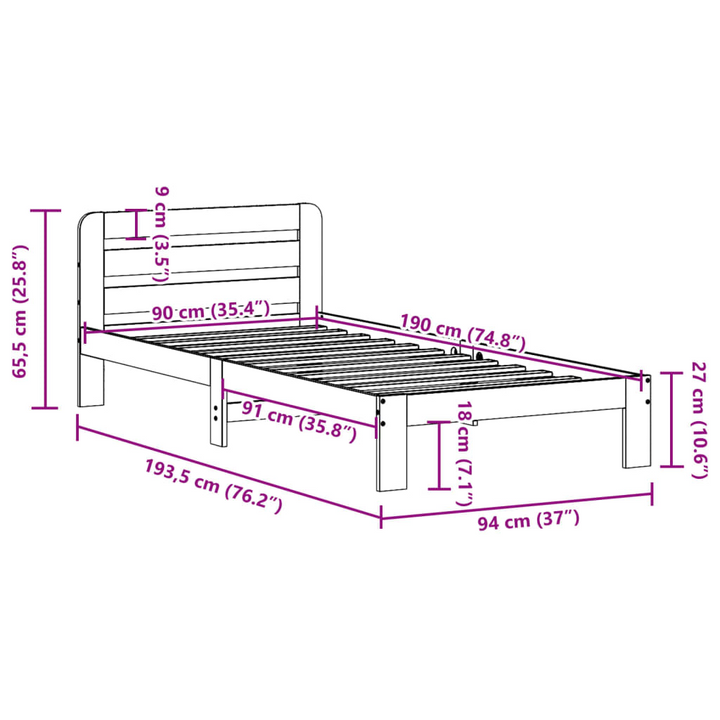 Solid Pine Wood Single Bed Frame - Wax Brown, 90x190 cm | Durable & Stylish Furniture - Premium  from Home Treasures - Just £98.99! Shop now at Home Treasures