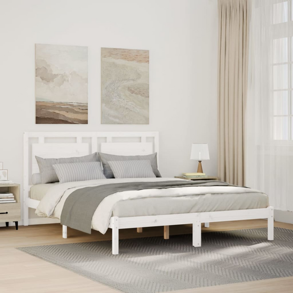 Solid Wood Extra Long Bed Frame in White - 160x220 cm | Sturdy & Stylish Bedroom Furniture - Premium  from Home Treasures - Just £186.99! Shop now at Home Treasures