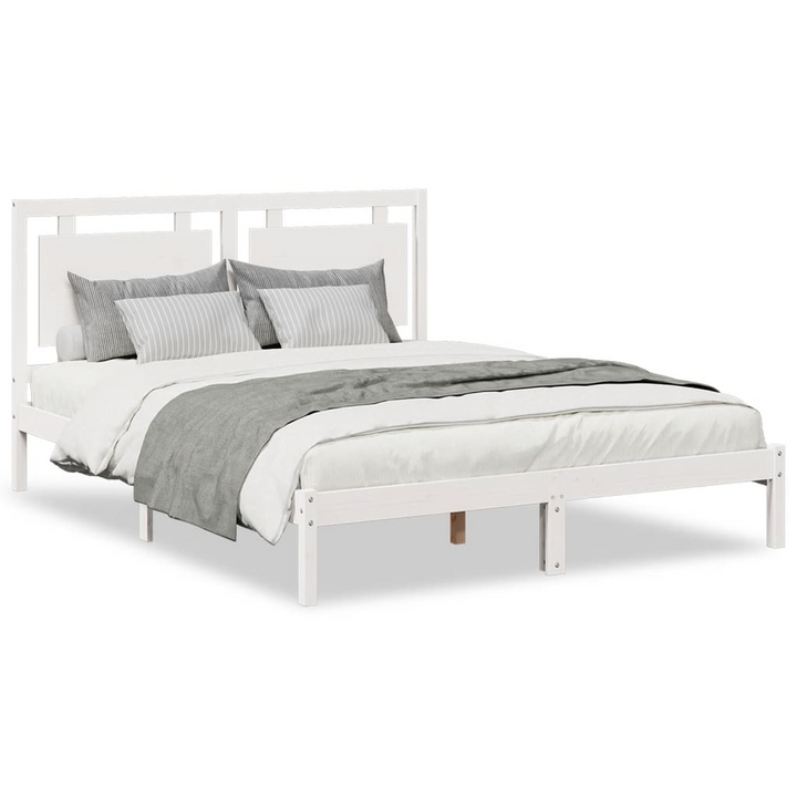 Solid Wood Extra Long Bed Frame in White - 160x220 cm | Sturdy & Stylish Bedroom Furniture - Premium  from Home Treasures - Just £186.99! Shop now at Home Treasures