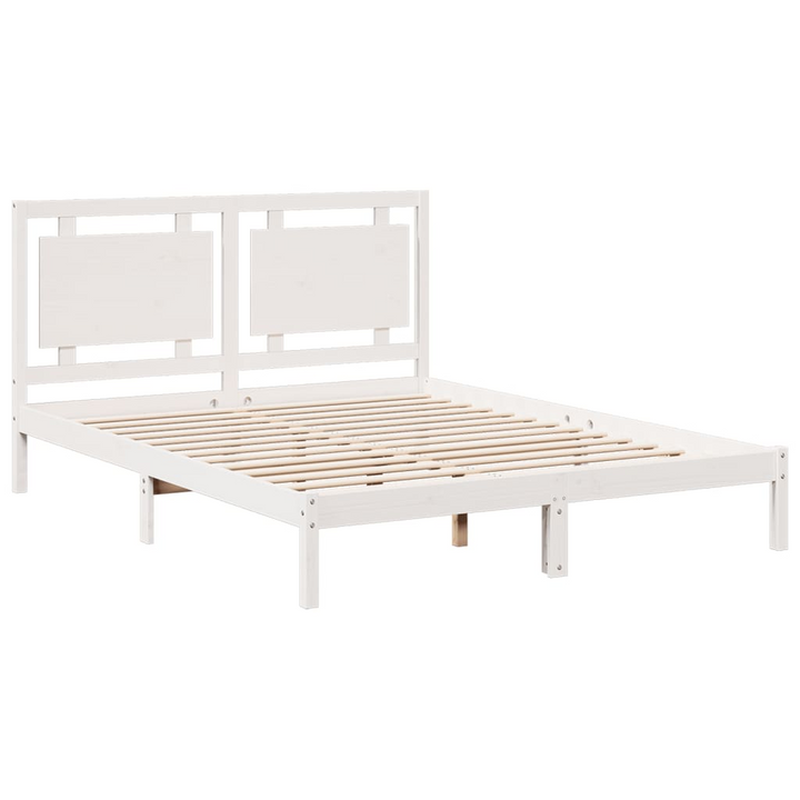 Solid Wood Extra Long Bed Frame in White - 160x220 cm | Sturdy & Stylish Bedroom Furniture - Premium  from Home Treasures - Just £186.99! Shop now at Home Treasures