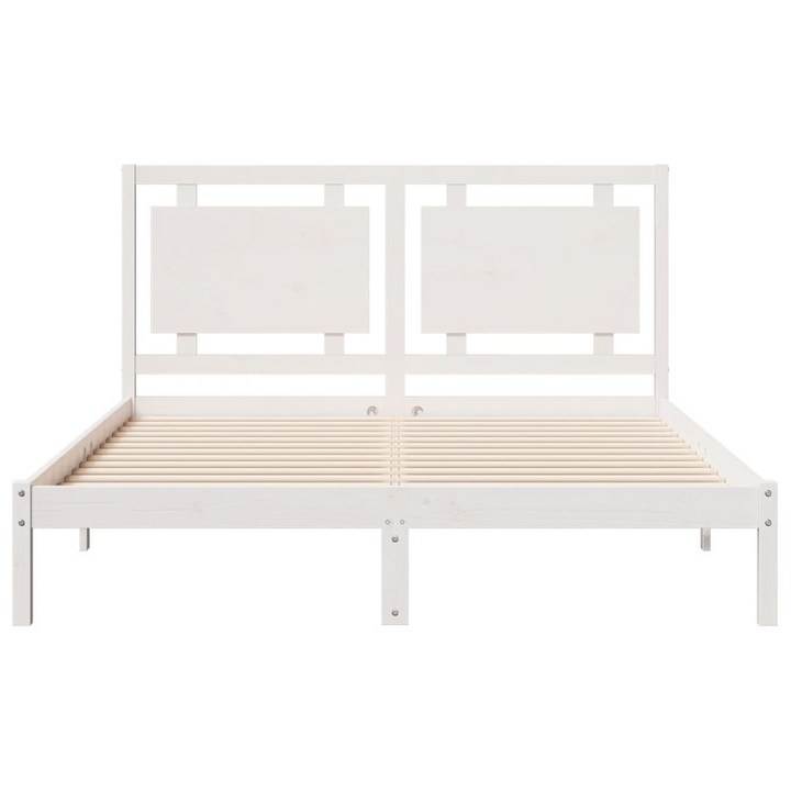 Solid Wood Extra Long Bed Frame in White - 160x220 cm | Sturdy & Stylish Bedroom Furniture - Premium  from Home Treasures - Just £186.99! Shop now at Home Treasures