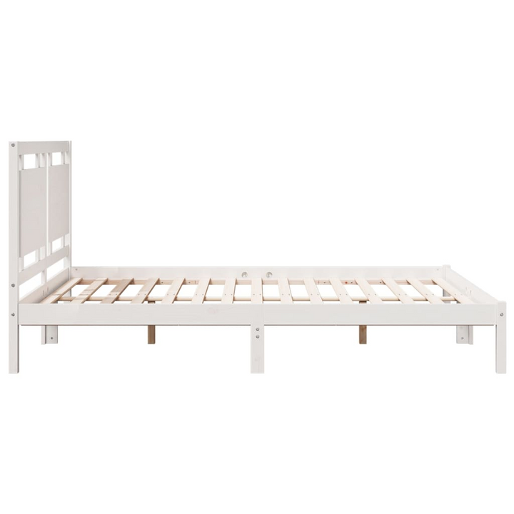 Solid Wood Extra Long Bed Frame in White - 160x220 cm | Sturdy & Stylish Bedroom Furniture - Premium  from Home Treasures - Just £186.99! Shop now at Home Treasures