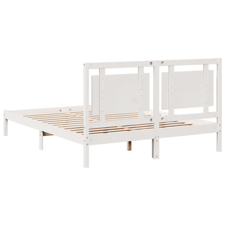 Solid Wood Extra Long Bed Frame in White - 160x220 cm | Sturdy & Stylish Bedroom Furniture - Premium  from Home Treasures - Just £186.99! Shop now at Home Treasures