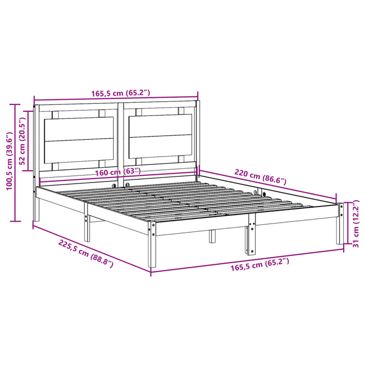 Solid Wood Extra Long Bed Frame in White - 160x220 cm | Sturdy & Stylish Bedroom Furniture - Premium  from Home Treasures - Just £186.99! Shop now at Home Treasures