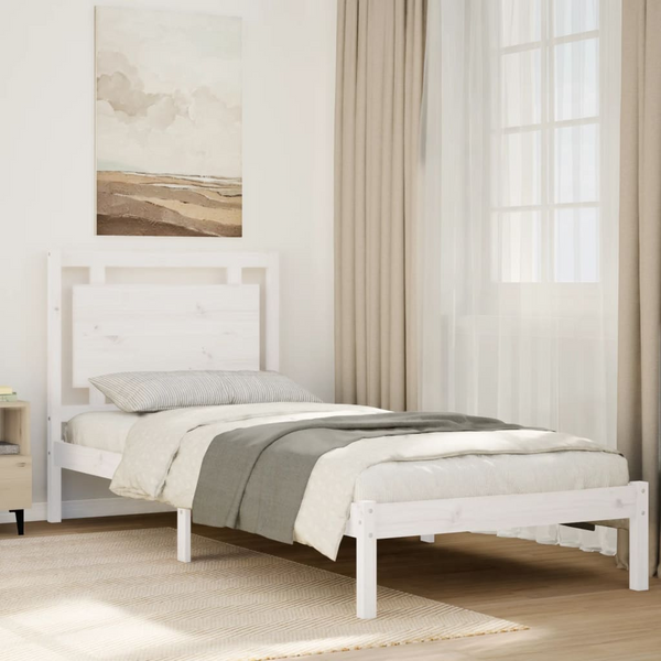 Extra Long Bed Frame | Solid Pine Wood | White | 100x220 cm | Sturdy & Durable | With Headboard & Storage Space - Premium  from Home Treasures - Just £148.99! Shop now at Home Treasures