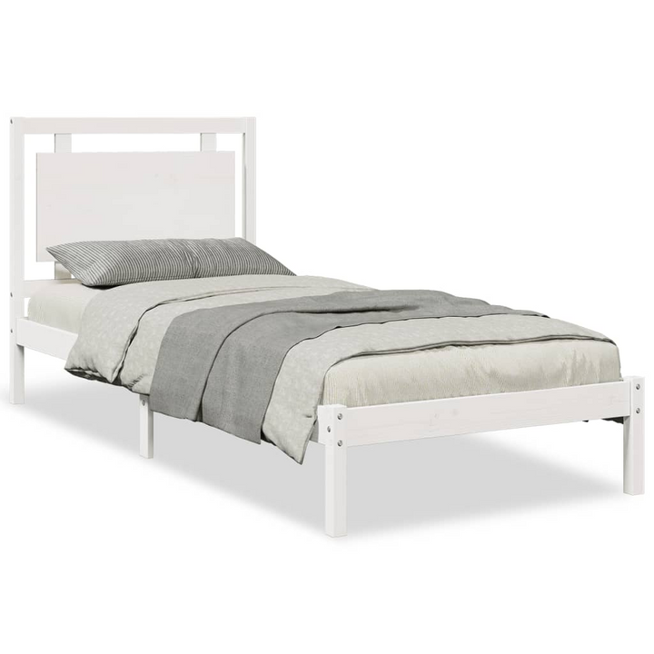 Extra Long Bed Frame | Solid Pine Wood | White | 100x220 cm | Sturdy & Durable | With Headboard & Storage Space - Premium  from Home Treasures - Just £148.99! Shop now at Home Treasures