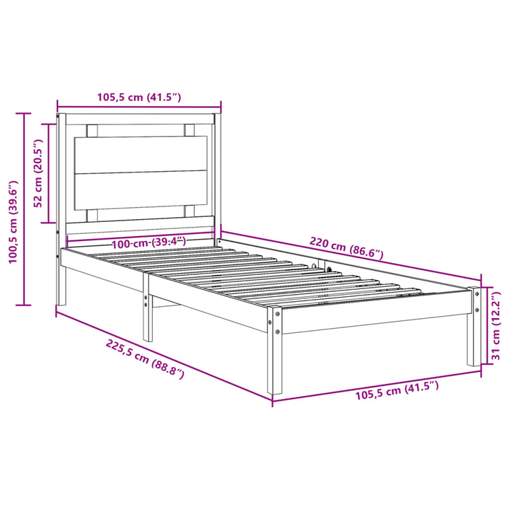 Extra Long Bed Frame | Solid Pine Wood | White | 100x220 cm | Sturdy & Durable | With Headboard & Storage Space - Premium  from Home Treasures - Just £148.99! Shop now at Home Treasures