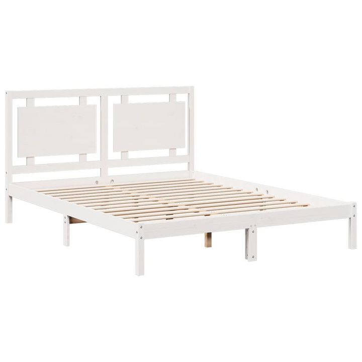 Extra Long Solid Wood Bed Frame - White, 140x210 cm | Sturdy, Stylish & Storage-Ready - Premium  from Home Treasures - Just £162.99! Shop now at Home Treasures