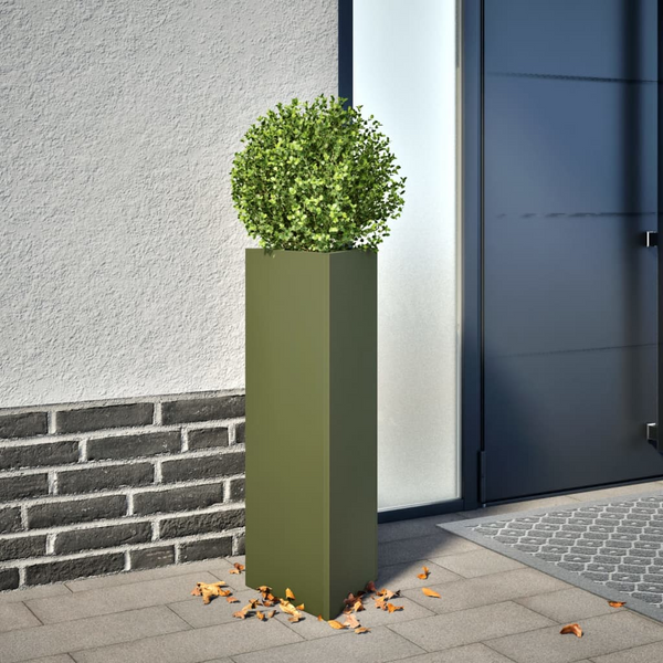 Triangular Garden Planters - Set of 2, Olive Green Steel, 30x26x75 cm, Perfect for Gardens, Balconies, and Patios - Premium  from Home Treasures - Just £89.99! Shop now at Home Treasures