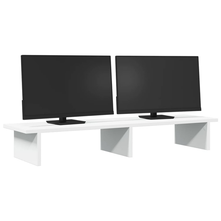 White Monitor Stand 100x27x15 cm | Engineered Wood | Dual Monitor Riser with Storage - Premium  from Home Treasures - Just £26.99! Shop now at Home Treasures