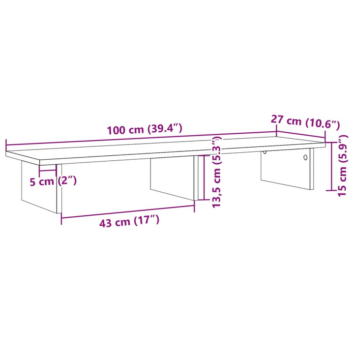 White Monitor Stand 100x27x15 cm | Engineered Wood | Dual Monitor Riser with Storage - Premium  from Home Treasures - Just £26.99! Shop now at Home Treasures