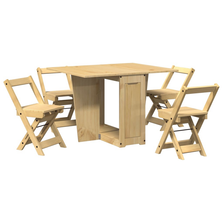 CORONA 5 Piece Butterfly Dining Set - Wax Brown Finish, Space-Saving & Versatile Dining Solution - Premium  from Home Treasures - Just £363.99! Shop now at Home Treasures