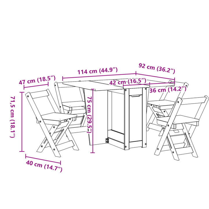 CORONA 5 Piece Butterfly Dining Set - Wax Brown Finish, Space-Saving & Versatile Dining Solution - Premium  from Home Treasures - Just £363.99! Shop now at Home Treasures