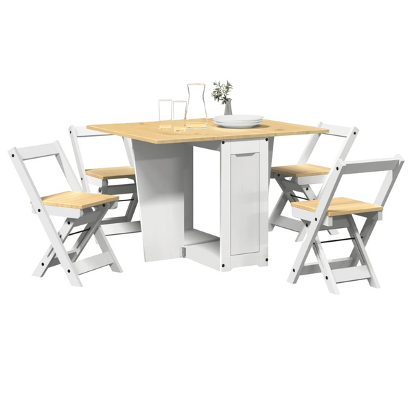 CORONA 5 Piece Butterfly Folding Dining Set - White Pine Wood - Space Saving Furniture - Premium  from Home Treasures - Just £375.99! Shop now at Home Treasures