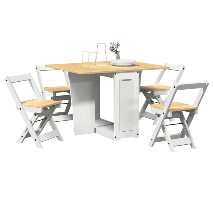 CORONA 5 Piece Butterfly Folding Dining Set - White Pine Wood - Space Saving Furniture - Premium  from Home Treasures - Just £380.99! Shop now at Home Treasures