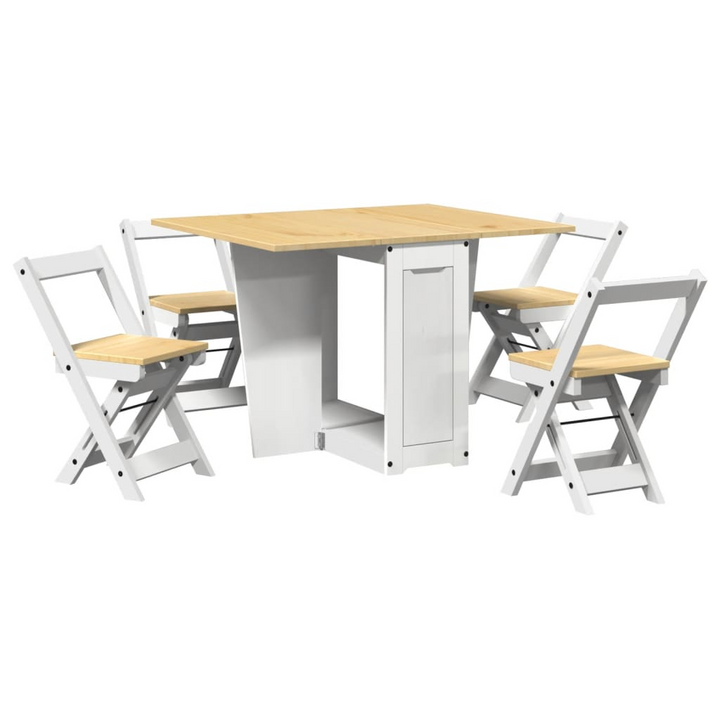 CORONA 5 Piece Butterfly Folding Dining Set - White Pine Wood - Space Saving Furniture - Premium  from Home Treasures - Just £380.99! Shop now at Home Treasures