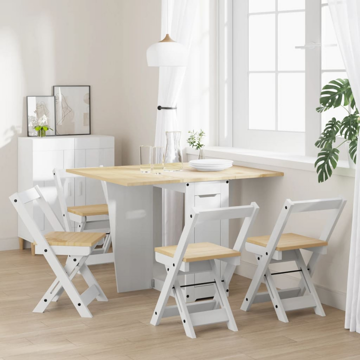 CORONA 5 Piece Butterfly Folding Dining Set - White Pine Wood - Space Saving Furniture - Premium  from Home Treasures - Just £380.99! Shop now at Home Treasures