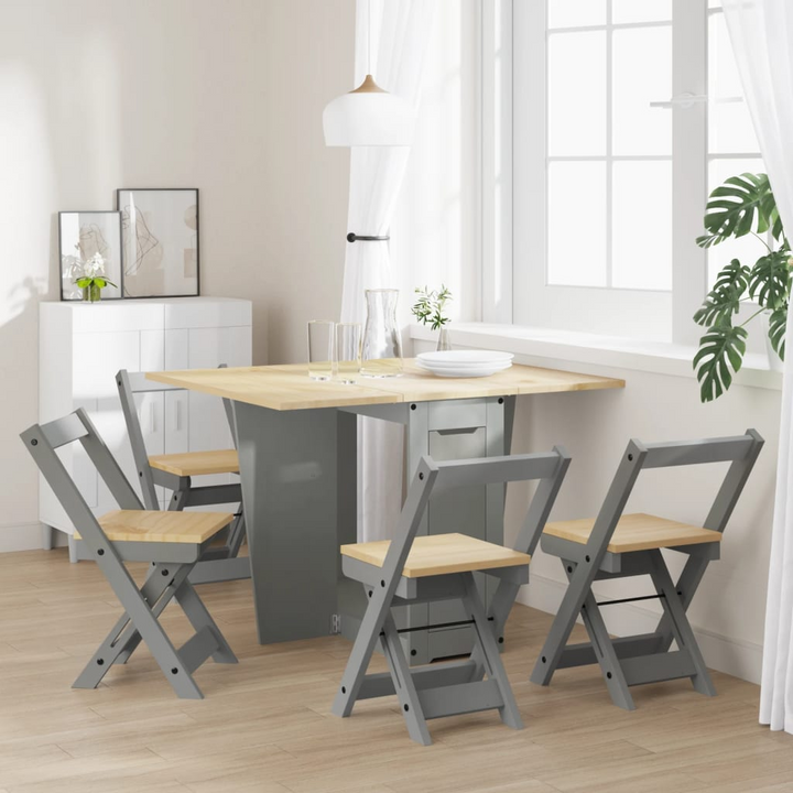 CORONA 5 Piece Butterfly Dining Set - Foldable & Extendable Grey Pinewood Table with 4 Chairs | Modern & Space-Saving Design - Premium  from Home Treasures - Just £380.99! Shop now at Home Treasures