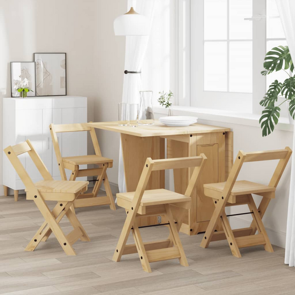 CORONA Foldable Dining Chairs - Set of 4, Solid Pine Wood, Corona Wax Brown Finish, Stylish and Durable Seating Solution - Premium  from Home Treasures - Just £165.99! Shop now at Home Treasures