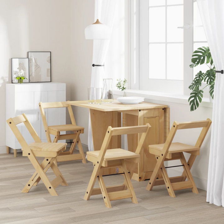 CORONA Foldable Dining Chairs - Set of 4, Solid Pine Wood, Corona Wax Brown Finish, Stylish and Durable Seating Solution - Premium  from Home Treasures - Just £161.99! Shop now at Home Treasures