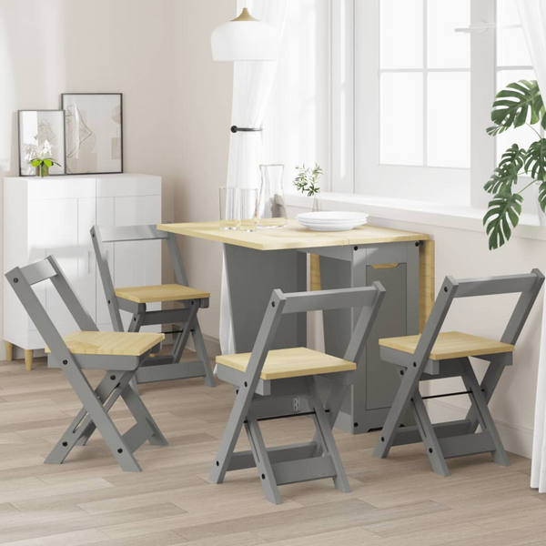 CORONA Foldable Dining Chairs in Grey - Set of 4 | Solid Pine Wood, Elegant & Durable - Premium  from Home Treasures - Just £172.99! Shop now at Home Treasures