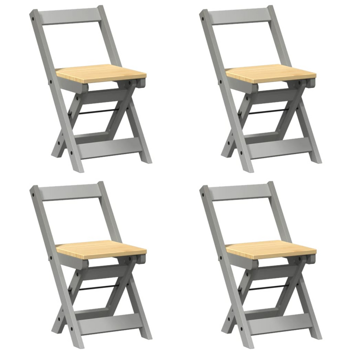 CORONA Foldable Dining Chairs in Grey - Set of 4 | Solid Pine Wood, Elegant & Durable - Premium  from Home Treasures - Just £170.99! Shop now at Home Treasures