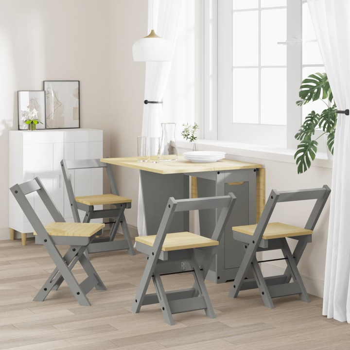 CORONA Foldable Dining Chairs in Grey - Set of 4 | Solid Pine Wood, Elegant & Durable - Premium  from Home Treasures - Just £170.99! Shop now at Home Treasures