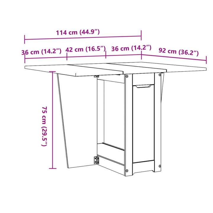 CORONA Foldable Butterfly Dining Table in Grey - Solid Pine Wood Extendable Space-Saving Design - Premium  from Home Treasures - Just £210.99! Shop now at Home Treasures