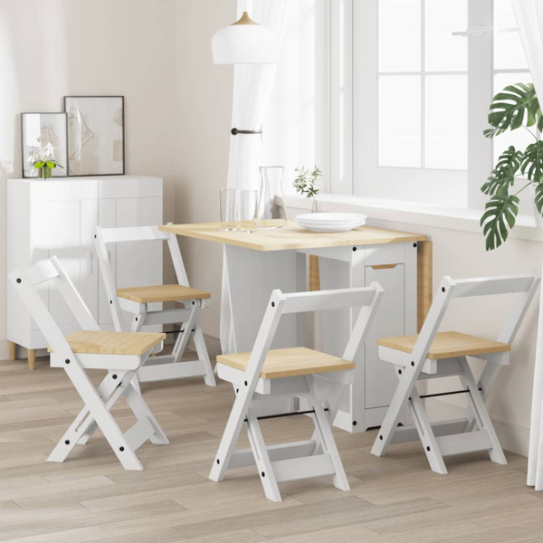 CORONA Foldable Dining Chairs in White - Set of 4 | Solid Pine Wood | Elegant & Durable Furniture for Home - Premium  from Home Treasures - Just £175.99! Shop now at Home Treasures