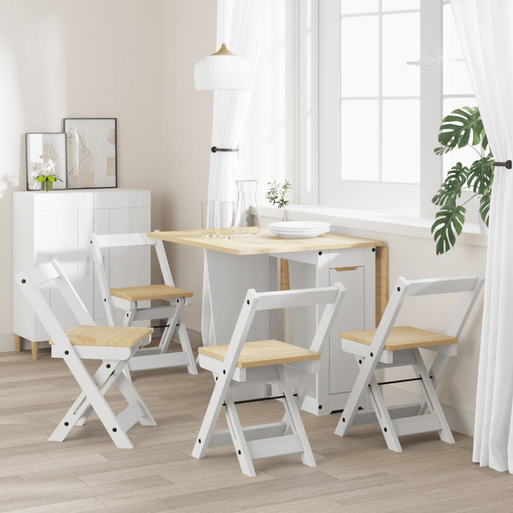 CORONA Foldable Dining Chairs in White - Set of 4 | Solid Pine Wood | Elegant & Durable Furniture for Home - Premium  from Home Treasures - Just £170.99! Shop now at Home Treasures