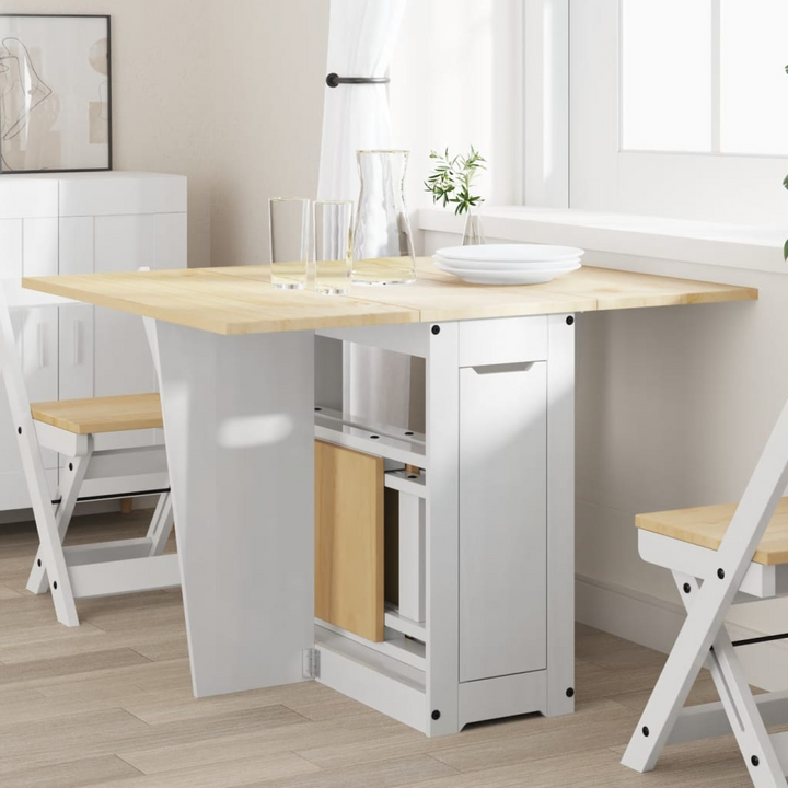 CORONA Foldable Butterfly Dining Table in White - Solid Pine Wood, Space-Saving, Extendable | Elegant & Versatile Design - Premium  from Home Treasures - Just £210.99! Shop now at Home Treasures