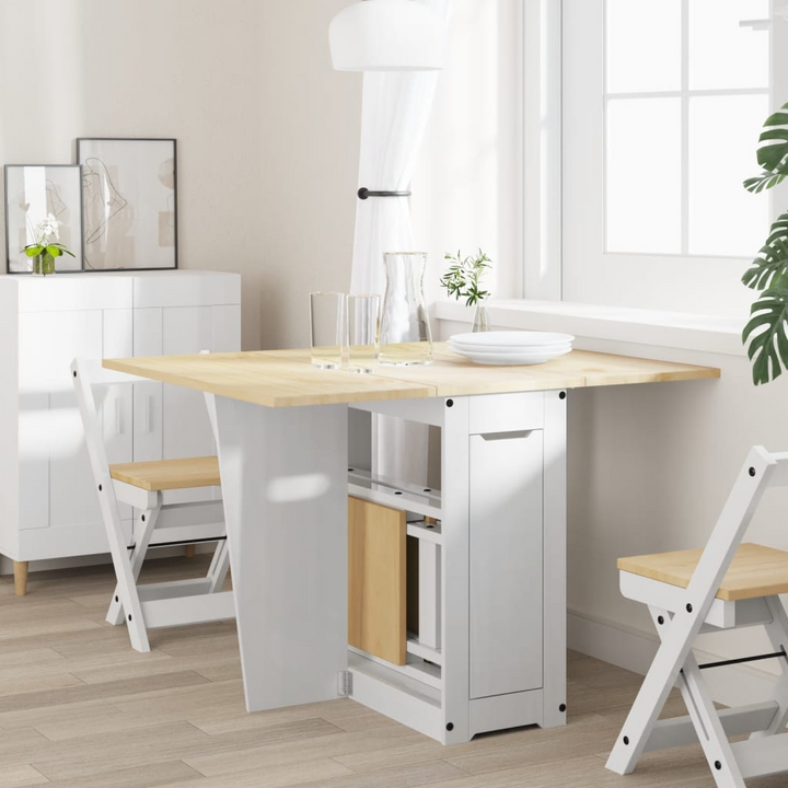 CORONA Foldable Butterfly Dining Table in White - Solid Pine Wood, Space-Saving, Extendable | Elegant & Versatile Design - Premium  from Home Treasures - Just £210.99! Shop now at Home Treasures