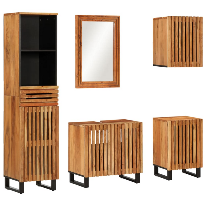 5 Piece Solid Wood Acacia Bathroom Furniture Set - Durable & Elegant Storage Solution - Premium  from Home Treasures - Just £444.99! Shop now at Home Treasures