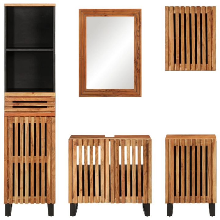 5 Piece Solid Wood Acacia Bathroom Furniture Set - Durable & Elegant Storage Solution - Premium  from Home Treasures - Just £444.99! Shop now at Home Treasures