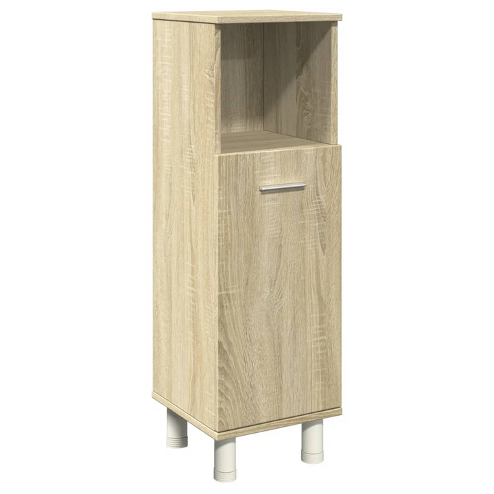 4 Piece Bathroom Furniture Set in Sonoma Oak Finish | Engineered Wood | Ample Storage | Wall-Mounted Mirror Cabinet - Premium  from Home Treasures - Just £235.99! Shop now at Home Treasures