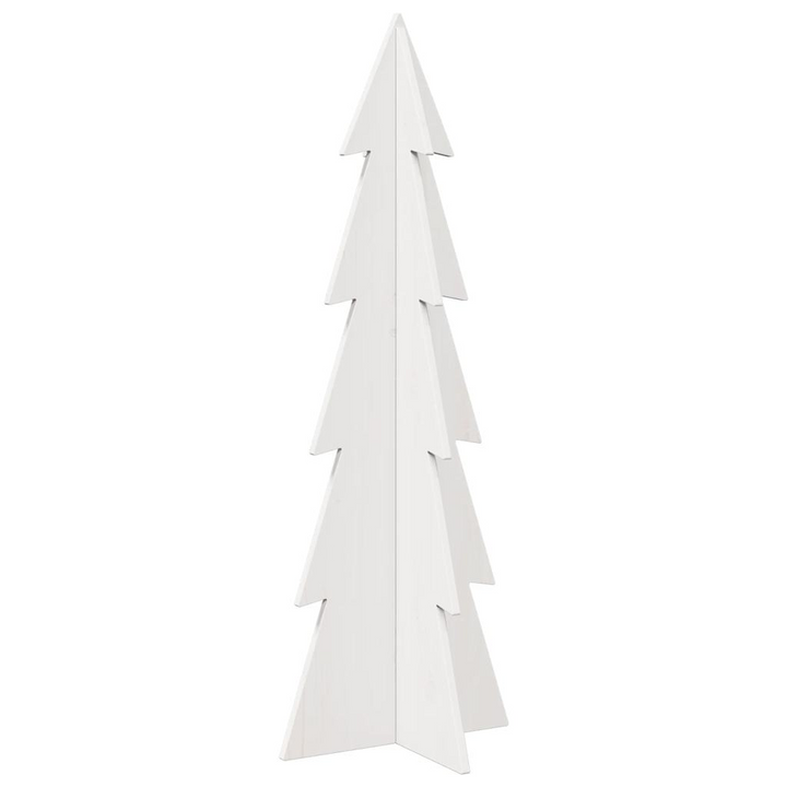 112 cm White Wooden Christmas Tree Decoration – Rustic Solid Pinewood Holiday Ornament - Premium  from Home Treasures - Just £40.99! Shop now at Home Treasures