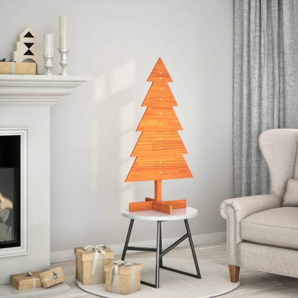 Wax Brown Wooden Christmas Tree - Solid Pinewood, Rustic Holiday Decor - Premium  from Home Treasures - Just £23.99! Shop now at Home Treasures