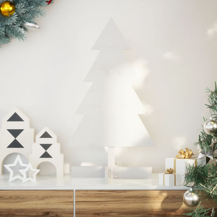 White Wooden Christmas Tree Decoration | 80cm Solid Pine Wood | Rustic Festive Holiday Decor - Premium  from Home Treasures - Just £20.99! Shop now at Home Treasures